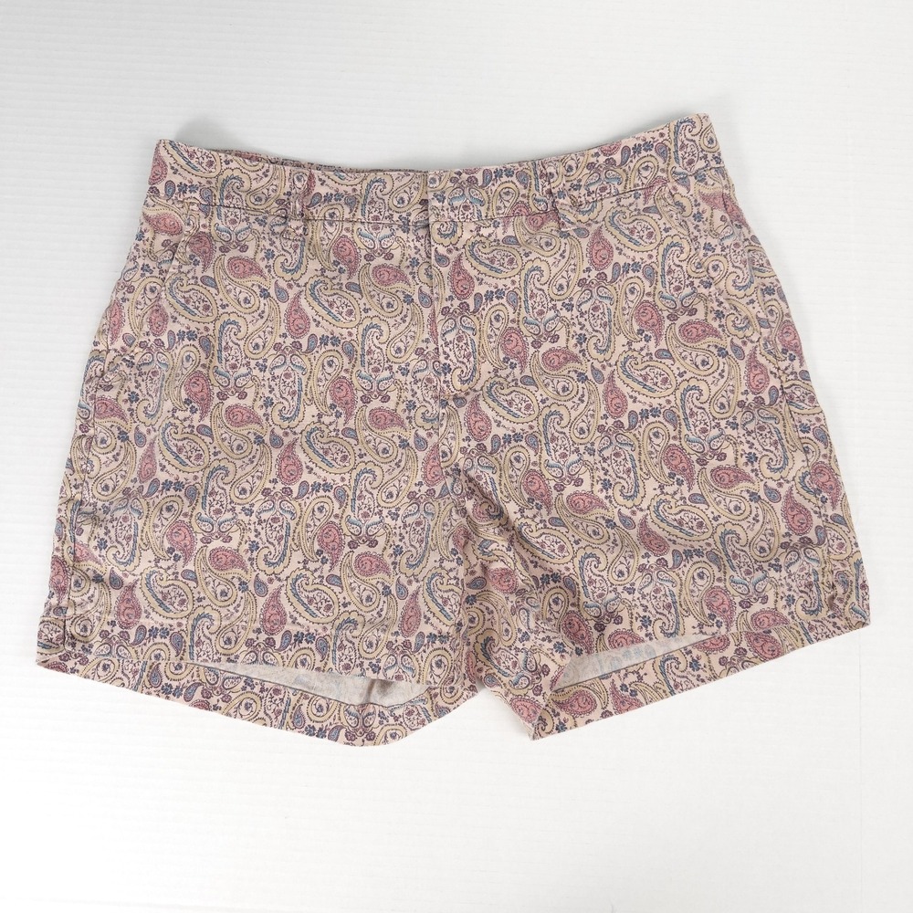 Magnolia Grace Paisley Linen Blend Shorts Womens 8 Pink Multi Preppy Boho Chic
